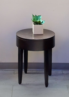 Round wood side table