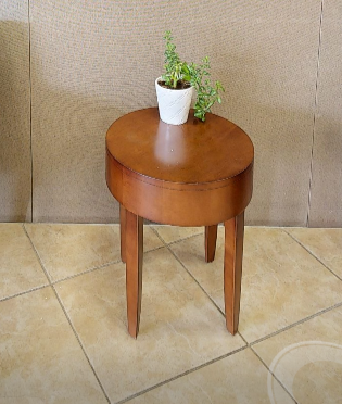 Round wood side table