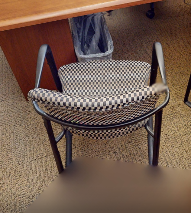 Checkered guest chair with arms