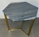SIDE TABLE - MARBLE TOP, METAL BASE, 15.75 W X 18H