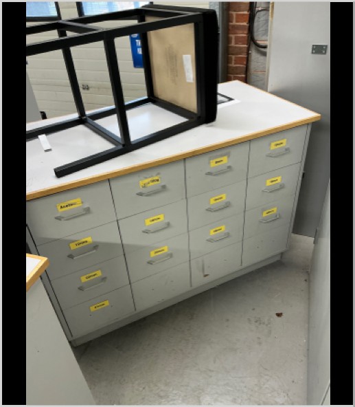 Pigeon hole drawers - grey