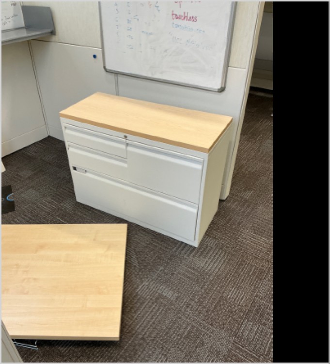 4 drawer metal with wooden top unit 