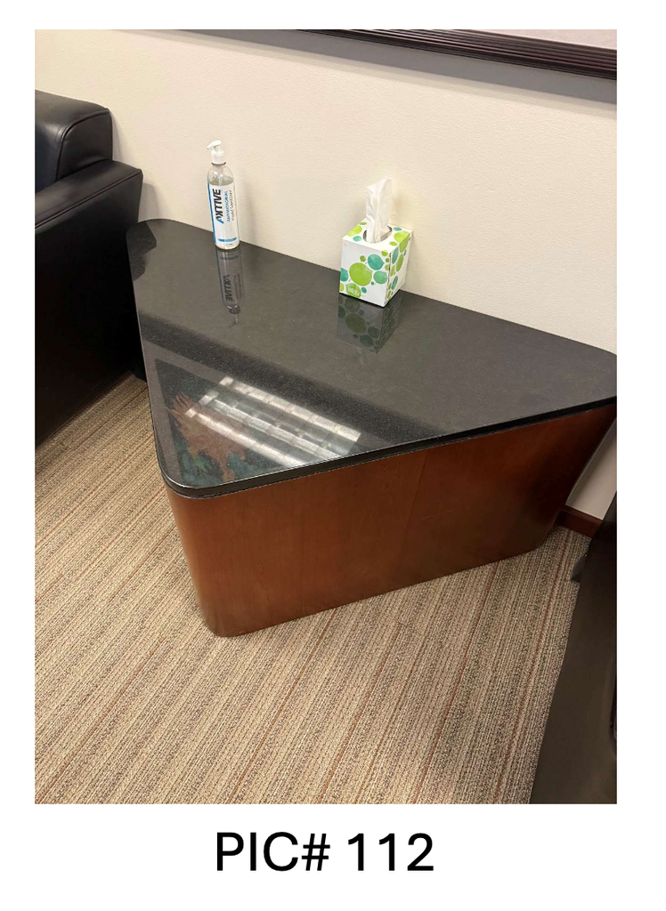 TRIANGLE TABLE W/STONE TOP