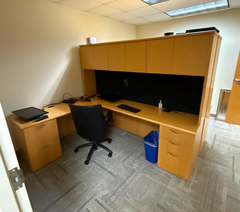 L-shaped desks, with hutch