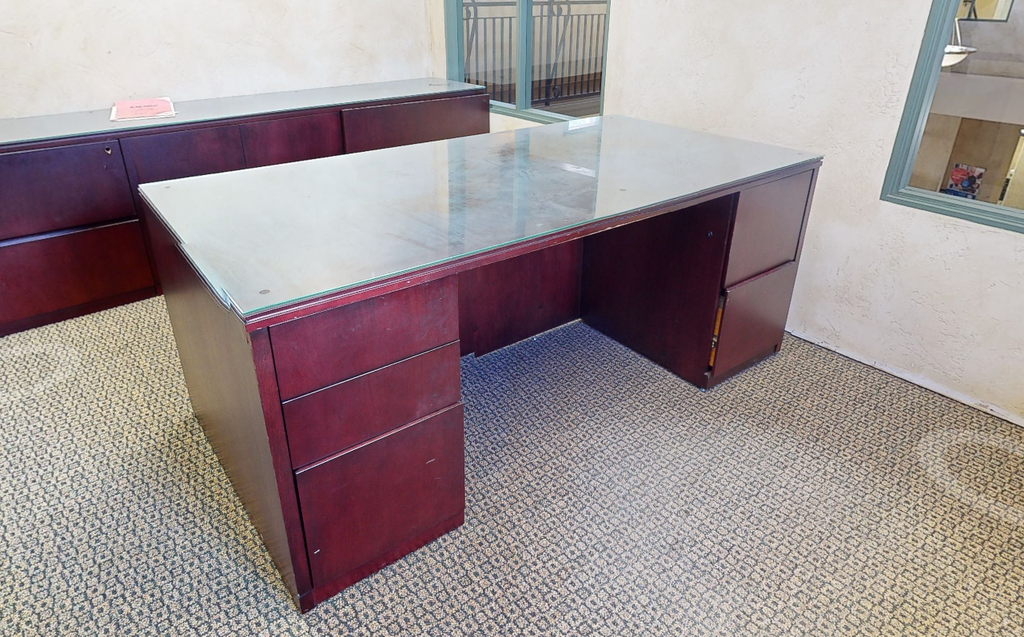 Desk w Glass Top (also see matching credenza)