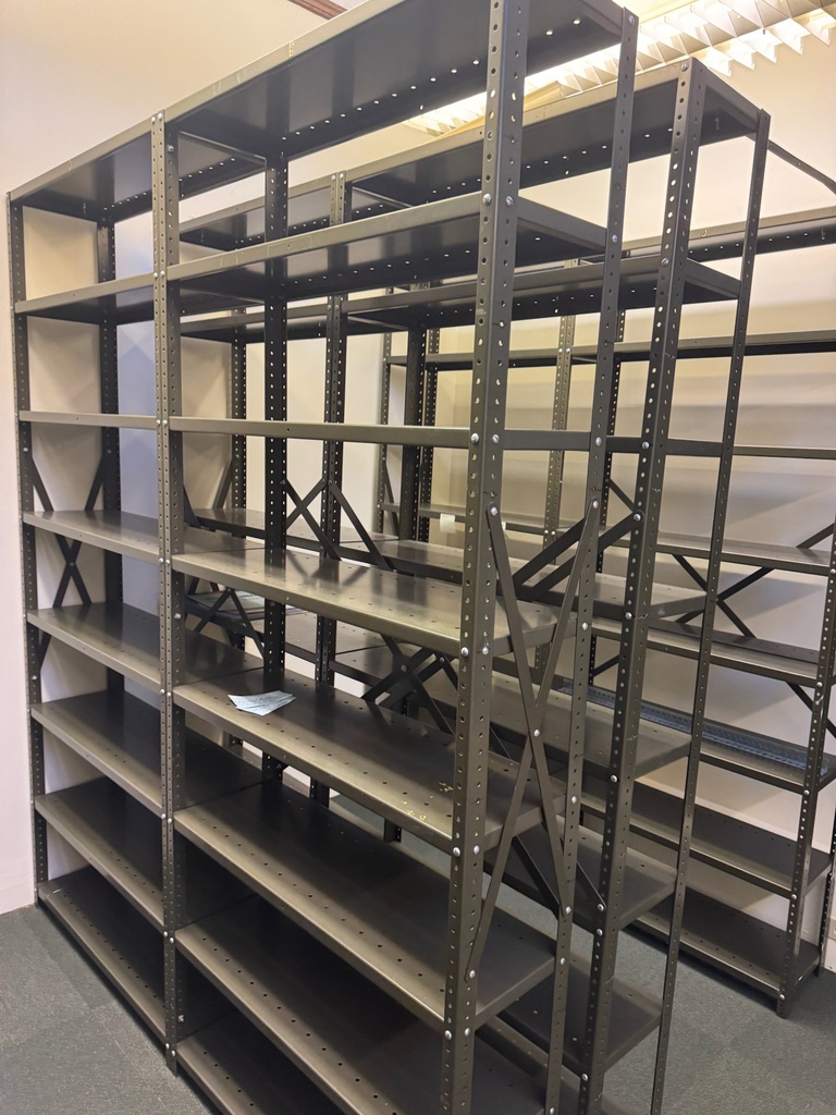 Metal gray shelving