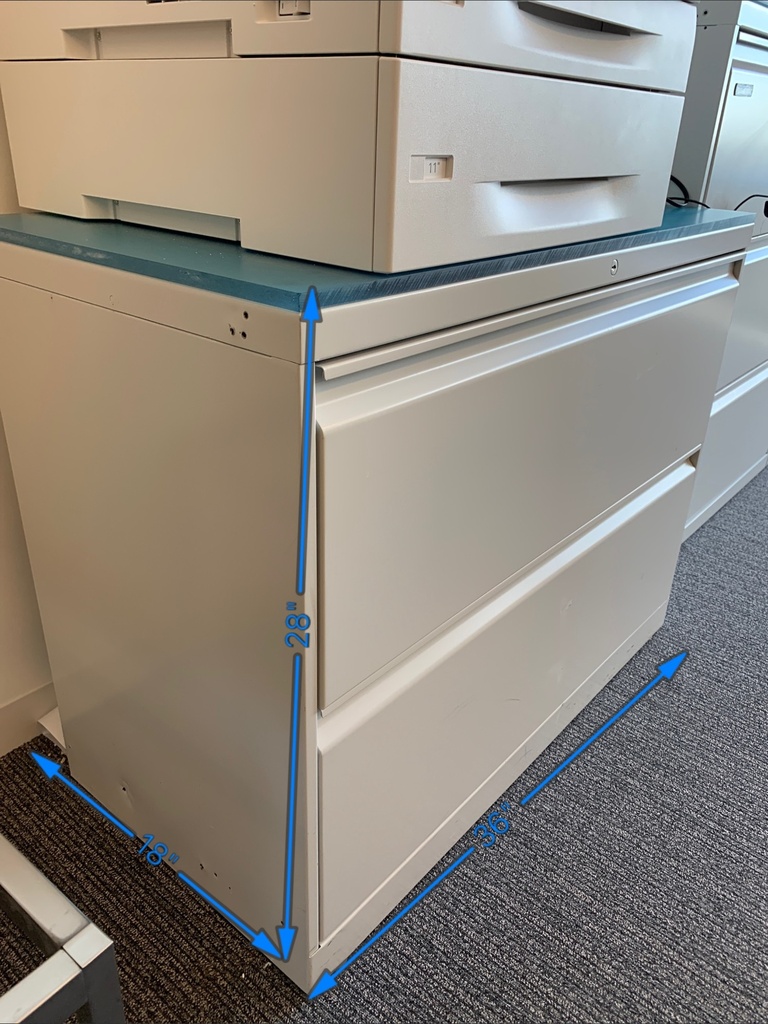 White 2 Drawer Lateral Filing Cabinet (28x36x18)