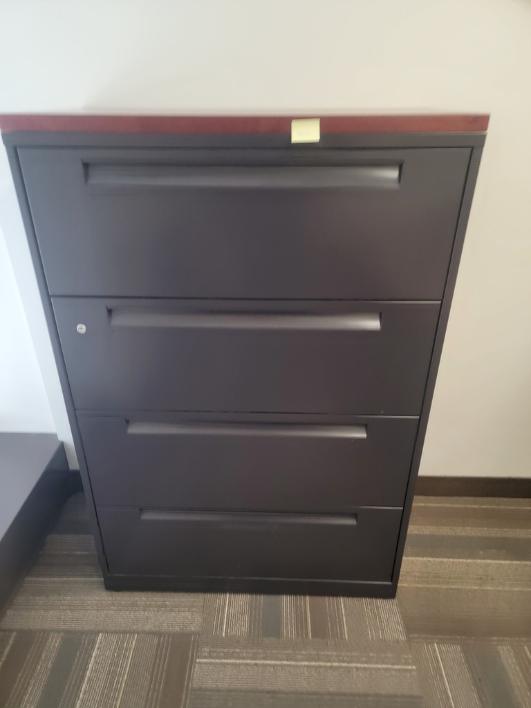 4 drawers cabinet -metal -wood top (photo representation)
