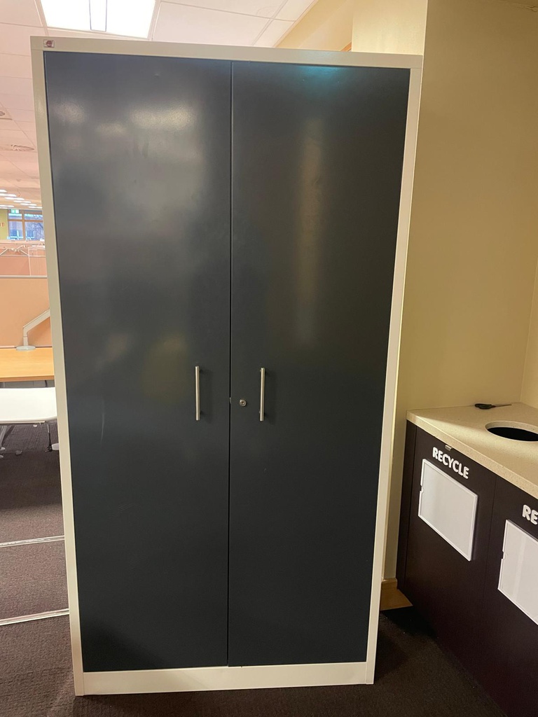 2 Hinged Door Tall Metal Storage Unit Grey