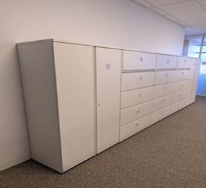 Filing, two door tall storage cabinets, white