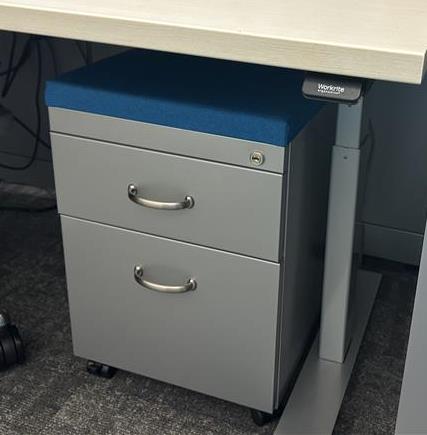 Mobile Ped with blue cushion top