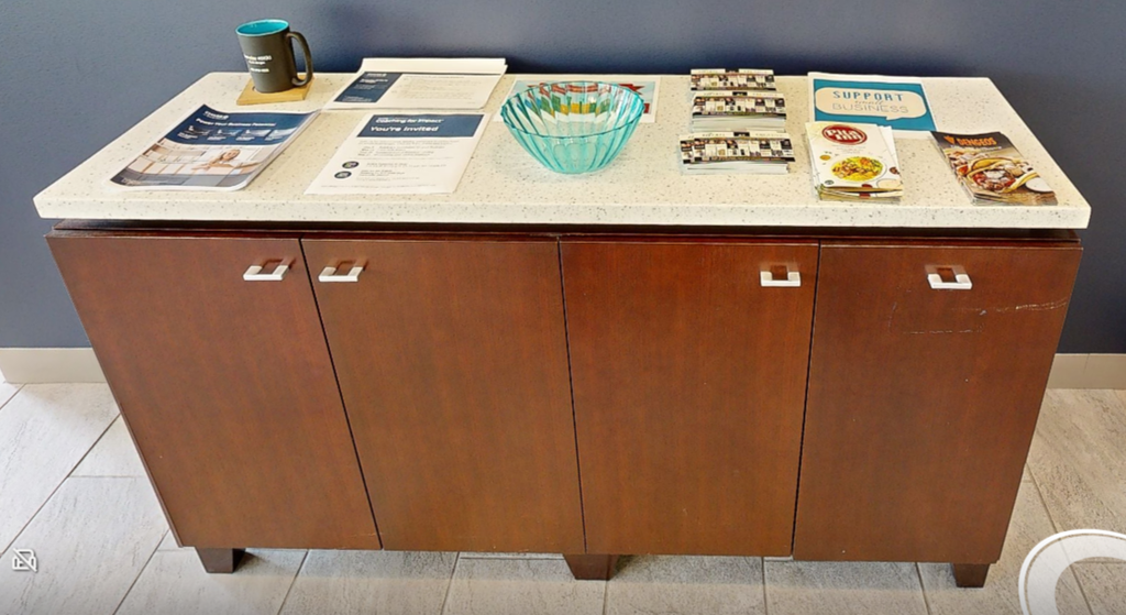 4 door mid coffee credenza