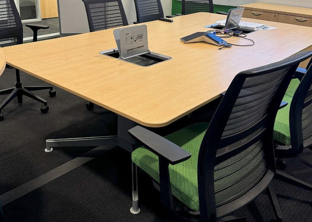 Media Scape Table - 108 x 60, Clear Maple, Platinum