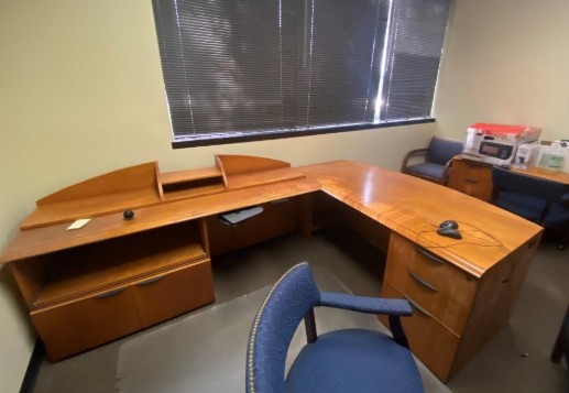 Light Brown L Shaped desk