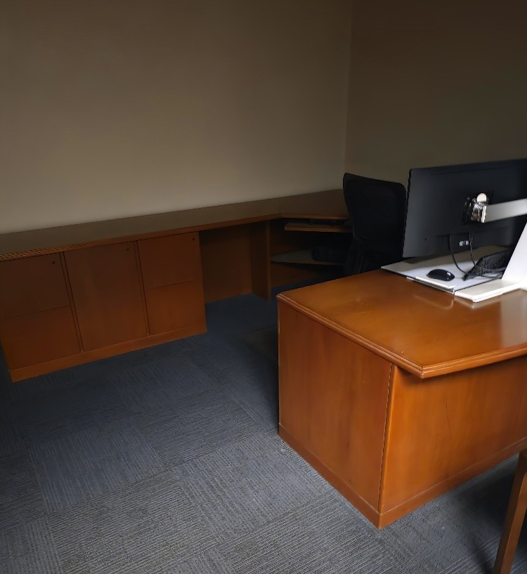Desk w/ Island, Corner Piece &amp; Credenza