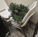 White Stacking Chairs (disclaimer: potential of rust on metal legs)
