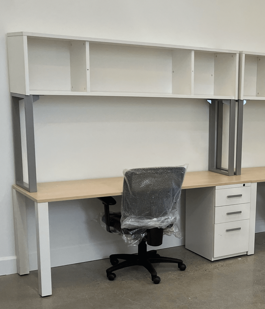 Metal Desk with overhead (photo as reference)
