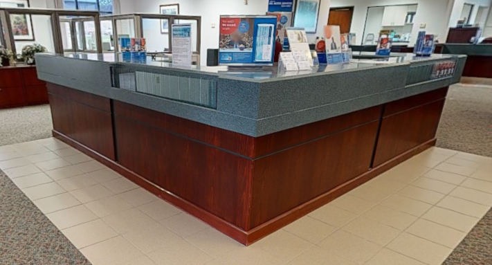 Reception desk area
