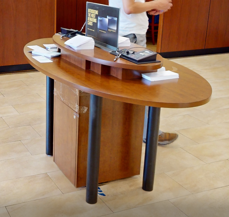 Oval cheque desk