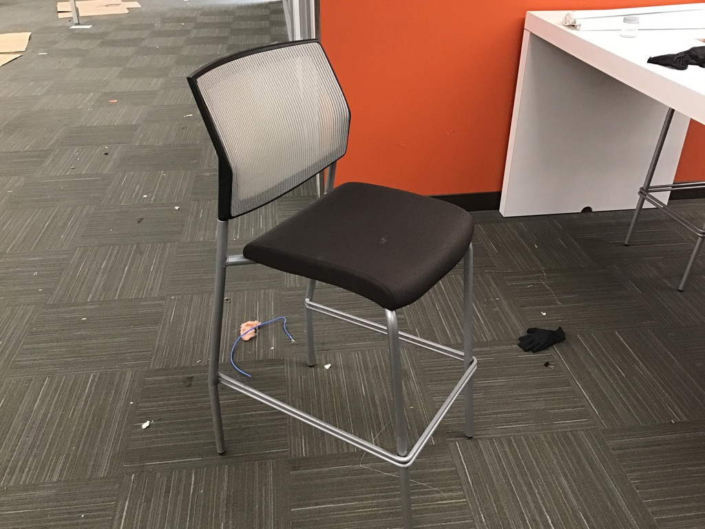 Stools/Mesh back/black cushion/silver post legs