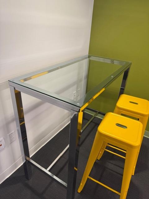 4' BAR HEIGHT GLASS TABLE
