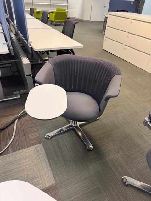GREY SWIVEL TABLET LOUNGE CHAIR