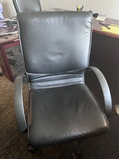 Black faux leather square seat chair
