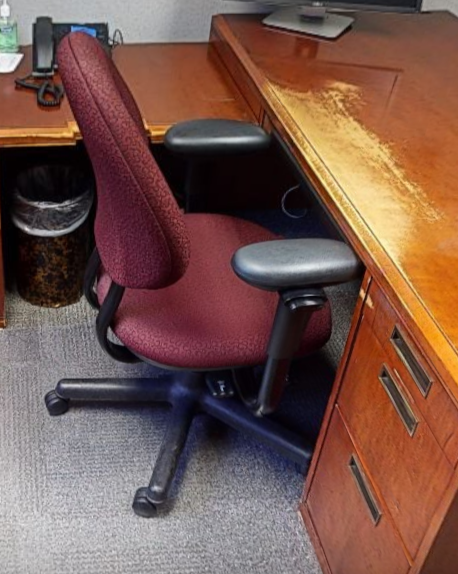 Red task chair with arms