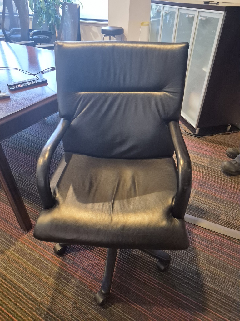Black leather board room chair