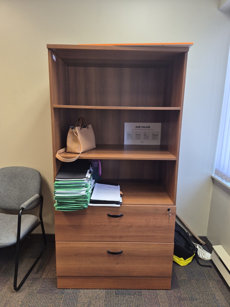 2 drawer / 3 shelf bookcase, wood