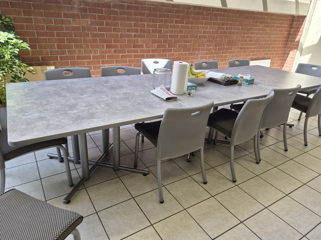 Tables, wood, metal