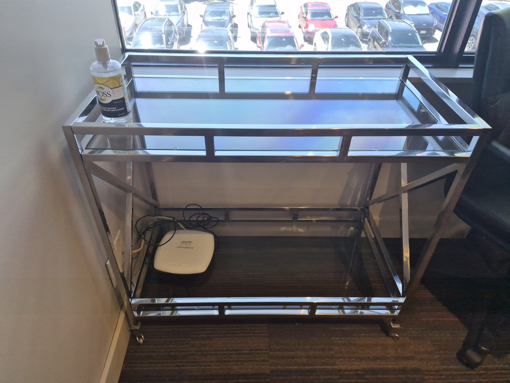 Glass / metal cart on wheels