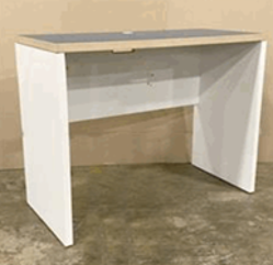 Hub Table, Single Sided, Cord Drop Modesty, Mock Up, 52Wx24Dx42H
