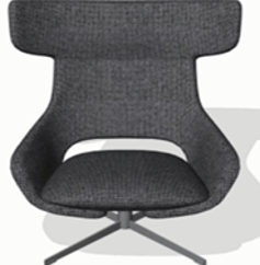Kalm Lounge Chair, 4-Star Swivel, 35.5Wx32.25Dx42H