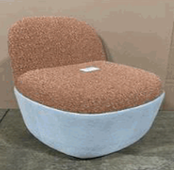 Cesto Pouf with Back, Knit Base, Caster