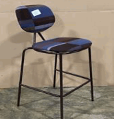 Sante Stool with Back, Bar Height, Upholstered Seat, Upholstered Back, 45H