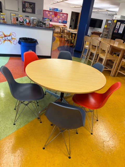 4' Round Wood Table with Metal Center Leg