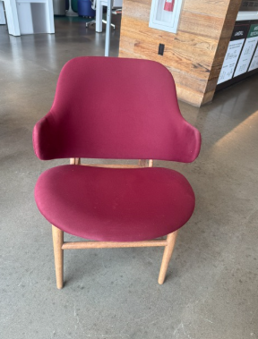 Burgundy Chair - Wood Legs