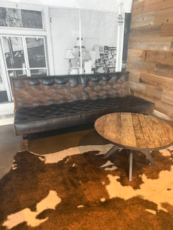 Distressed Leather armless couch