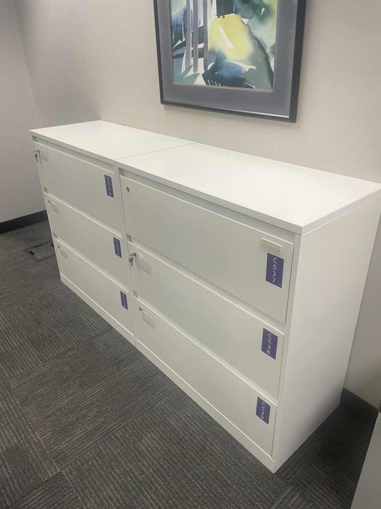 42" White 3-Drawer Lateral