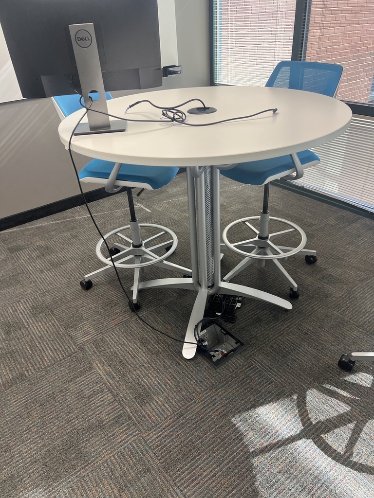 48" café height round table white top 