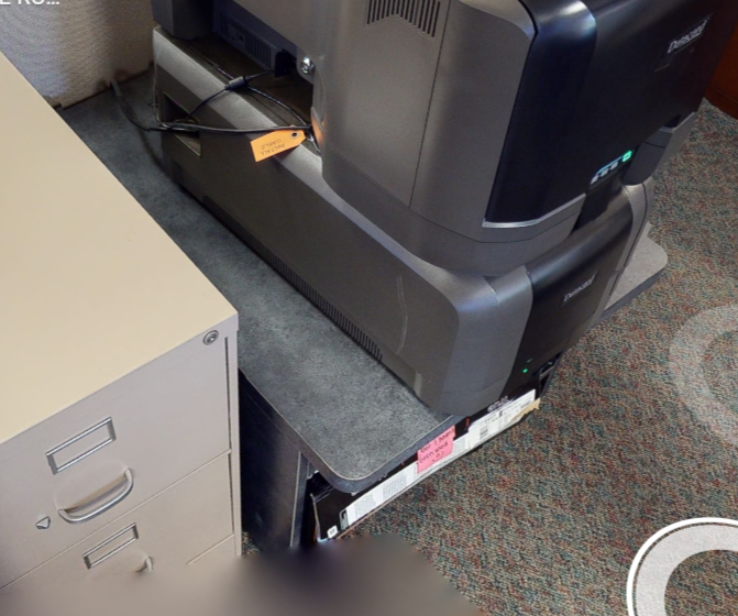 Grey printer cabinet