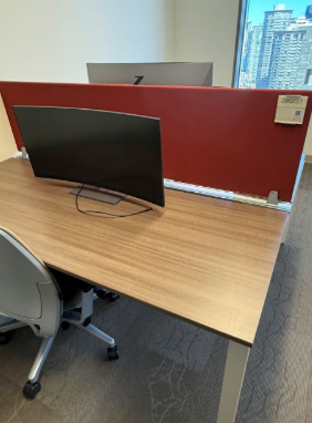 WORKSTATIONS - 28"D X 72"W DOUBLE SIDED W/72" RED FABRIC SCREEN