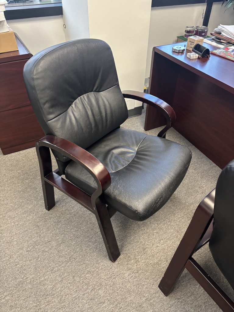 Guest chair leather wood arms