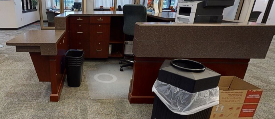 Reception desk area