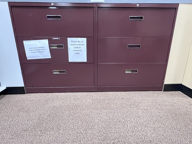 Burgundy color 3 Drawer Lateral Cabinets