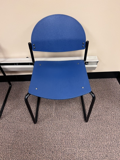 Blue color stackable chairs without arms