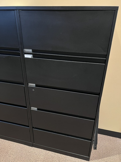 Black 5 drawer lateral file cabinets