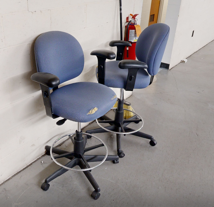 light blue teller task chair w/arms