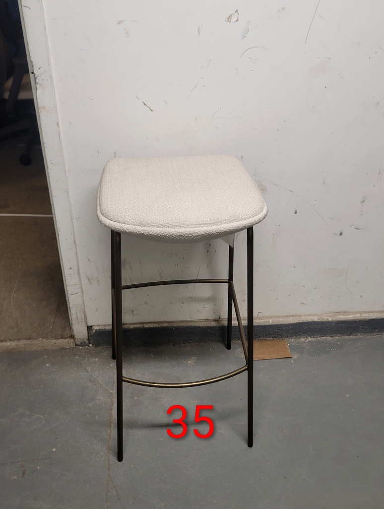 White Fabric Bar Height Stool